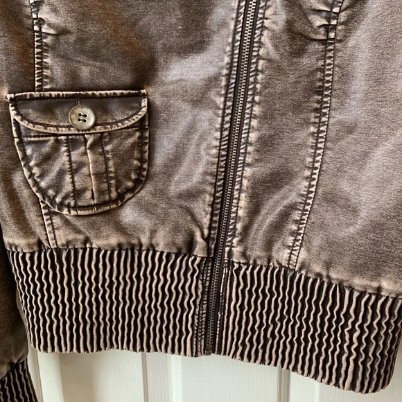 Cache Asymmetrical Zip Vegan Leather Jacket Motorcycle Size M - Picture 3 of 8